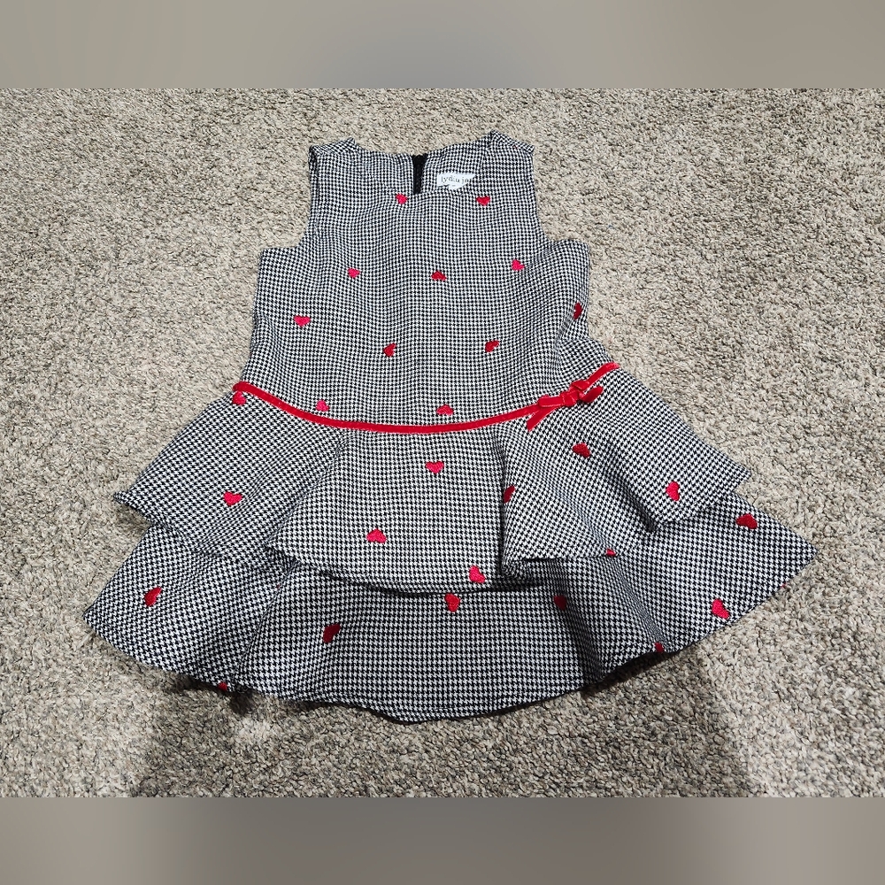 Lydia Jane Kids Checkered Dress with Red Heart Details Size 18 Month